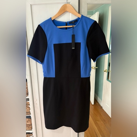 Tibi Blue and Black Colorblock Dress Size 10 NWT - Picture 2 of 9